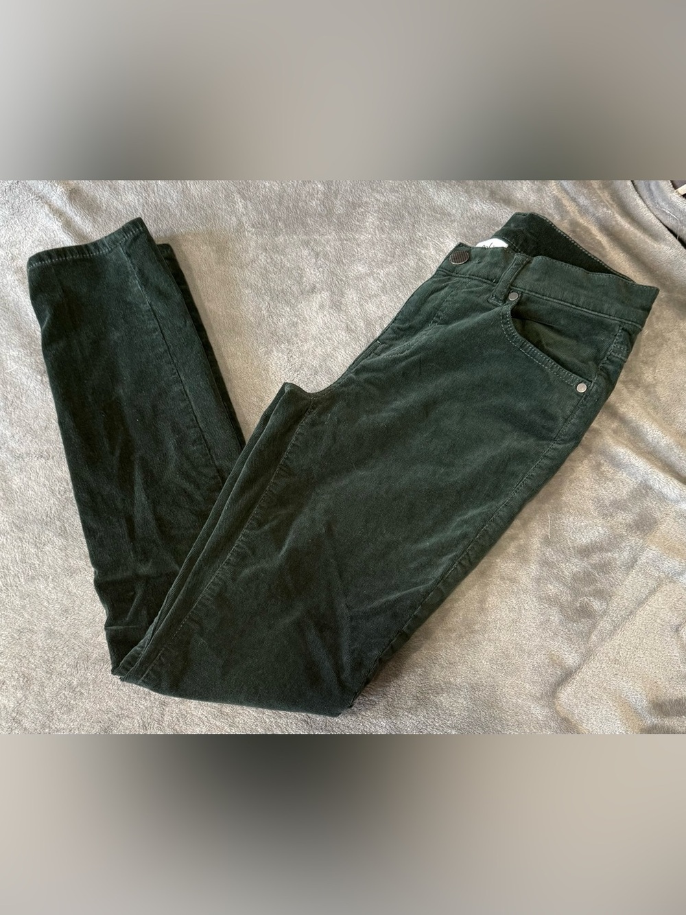 CAbi Dark Green Corduroy Skinny Pants